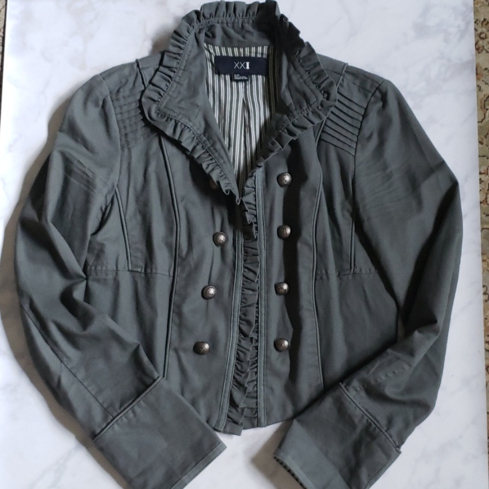 Cropped Olive Military Jacket